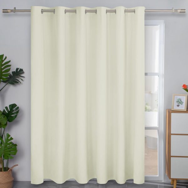 61Fu1pI8goL._AC_SL1500 Linen Textured 100% Blackout Curtain 100x96 Inch Extra Wide Patio Sliding Door Curtain Solid Thermal Insulated Room Curtain for Bedroom, Living Room (1 Panel, White)