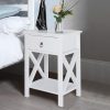 61GW5HOni0L._AC_SL1000 White bedside table, small bedside table with drawers and shelves, farmhouse bedside table bedroom, coffee table, bedside table, white side table with rustic handles, suitable for small spaces, dormitories, children's room, living room
