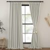 Faux Linen Curtains 90 inches Long for Doorway, Pinch Pleated Thick Room Darkening Window Treatments Noise Reducing Privacy for Living Room/Bedroom, Natural, W34 x L90, 2 Panels