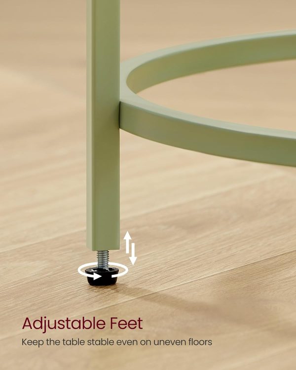 61HxsqdwhRL._AC_SL1500 Round Side Table, Glass End Table with Metal Frame, Laurel Green Coffee Table with Modern Style, for Living Room, Balcony, Bedroom, Laurel Green