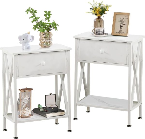 61JpX43e-PL._AC_SL1500 Nightstands, Modern End Side Tables,Night Stand with Drawer &Storage Shelf for Bedroom living Room Office Lounge, Black