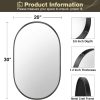 Black Oval Mirror for Bathroom Vanity 20x30 Inch, Matte Black Bathroom Mirrors for Wall Metal Frame, Wall Mounted Mirror for Bedroom Living Room Wall Decor Hang Vertical and Horizontal