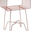 Modern Industrial Side Table with Storage Shelf, 2-Tier Metal Minimal End Table, Metallic Caged Grid - Accent Furniture for Living Room, Bedroom, Office, Dorm, Concerto Collection, Satin