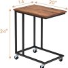 61SfifTlbdL._AC_SL1200 Tangkula Industrial Mobile End Table, Movable Side Table for Coffee Tablet, Rustic C Table with Rolling Casters, Portable Side Table for Couch Bed, Sofa, Living Room Bedroom