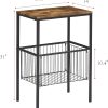 61Tf2KodziL._AC_SL1500 Tall Side End Table,Nightstands Shelf Storage Organizer with Versatile Metal Basket for Telephone Entryway/Living Room/Bedroom/Kitchen,31" H, 1 Set, Rustic Brown