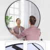 2024 New HD Eco-Friendly Round Mirror, Metal Framed Bathroom Mirror, Modern Cute Circle Mirror, Wall Mirror for Bathroom, Vanity, Living Room, Easy to Install, Matte Black (24 Inch)