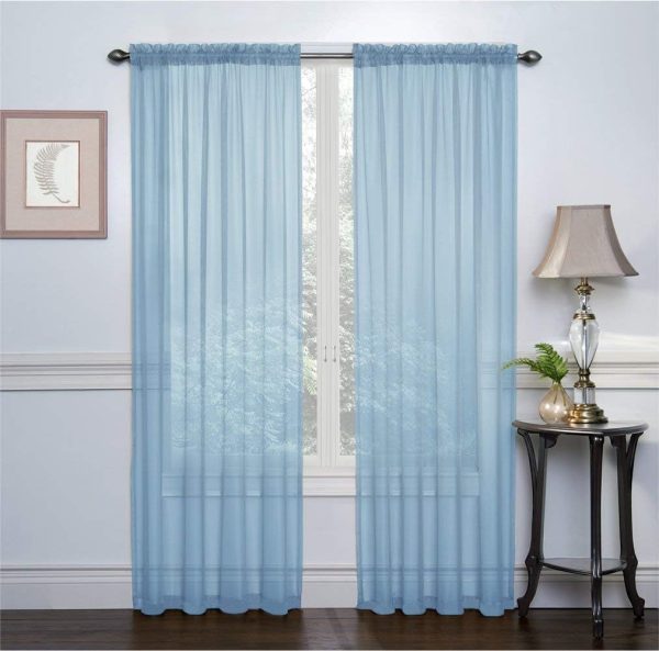 61VAZJVLTvL._AC_SL1012 2 Pack: Basic Rod Pocket Sheer Voile Window Curtain Panels - Assorted Colors (White, 84 in. Long)