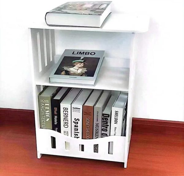 End Table, Cute Nightstands Small Tables for Small Spaces White Coffee Bedside StorageShelf for Office, Living Room, Bedroom (OS-IF9T-RZPT)