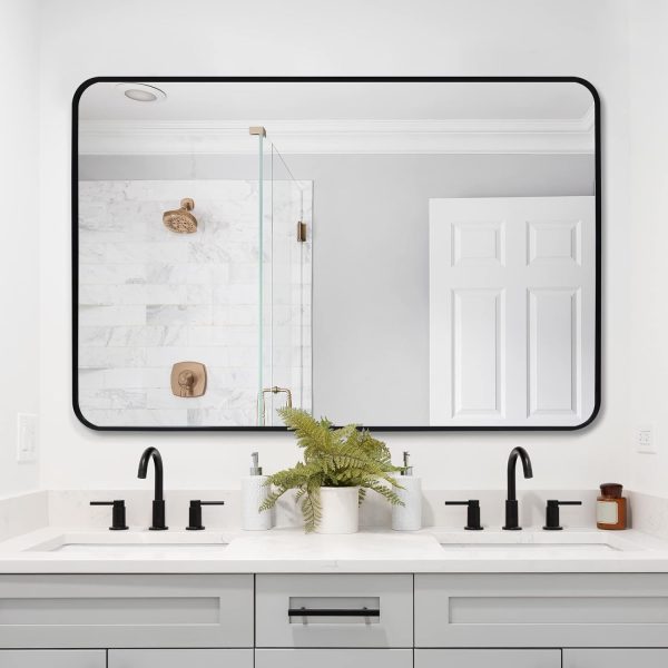 61Z6jxJBVYL._AC_SL1500 Arched Wall Mirror 20x30 Inch, Black Arch-top Bathroom Vanity Wall Mounted Mirror, Bedroom Modern Black Metal Framed Mirror
