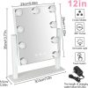 Makeup Vanity Mirror with Lights, 10X Magnification Hollywood Lighted Mirror with 9 Dimmer Led Bulbs, Plug in Light-up Beauty Mirror, Touch Screen Lighted Table Set Mirror, 360°Rotation(White)