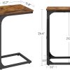 C-Shaped End Table, Small Side Table for Couch, Sofa Table with Metal Frame for Living Room, Bedroom, Bedside, Rustic Brown and Black