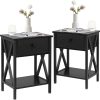 61_sxQUkfLL._AC_SL1500 Nightstands, Modern End Side Tables,Night Stand with Drawer &Storage Shelf for Bedroom living Room Office Lounge, Black