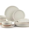 Stoneware Dinnerware Sets for 4, 12 Pieces Handpainted Plates and Bowls Set with Wavy Rim, Chip and Scratch Resistant Dishes set, Dishwasher & Microwave Safe, Royal Blue