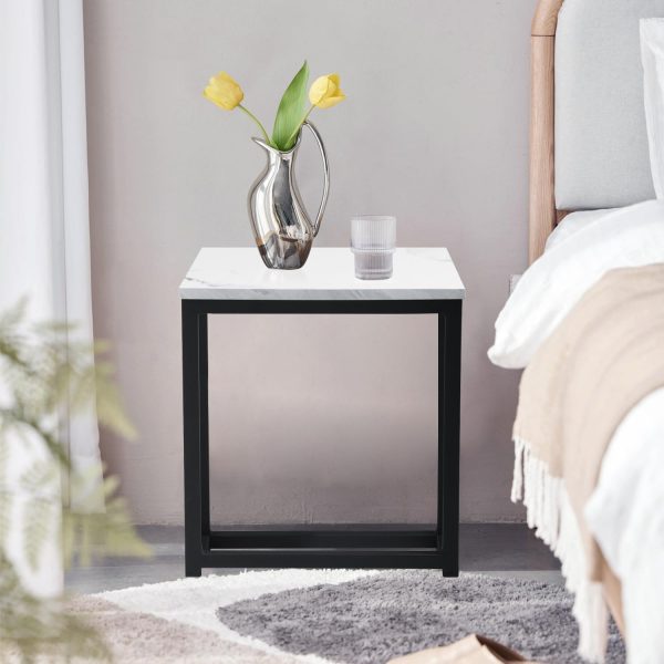 61by9HzJD-L._AC_SL1500 Modern End Table, Square Small Coffee Sofa Side Table with Metal Frame