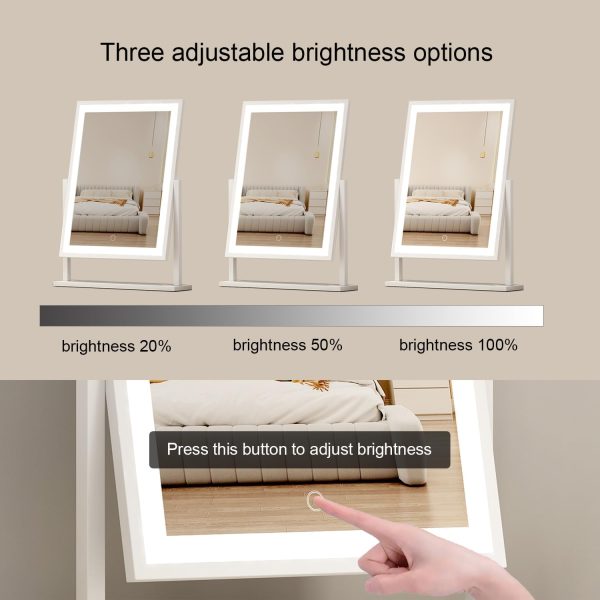 61cus-75FAL._AC_SL1500 Lighted led Makeup Mirror Hollywood Mirror Vanity Makeup Mirror with Lights Smart Touch Control 3-Gear Dimable Light 360°Rotation (12in. White)