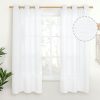 Natural Linen Curtains 63 Inch Length 2 Panels Bronze Grommet Linen Textured Short Window Drapes Light Filtering for Living Room Bedroom, 52 X 63 Inch