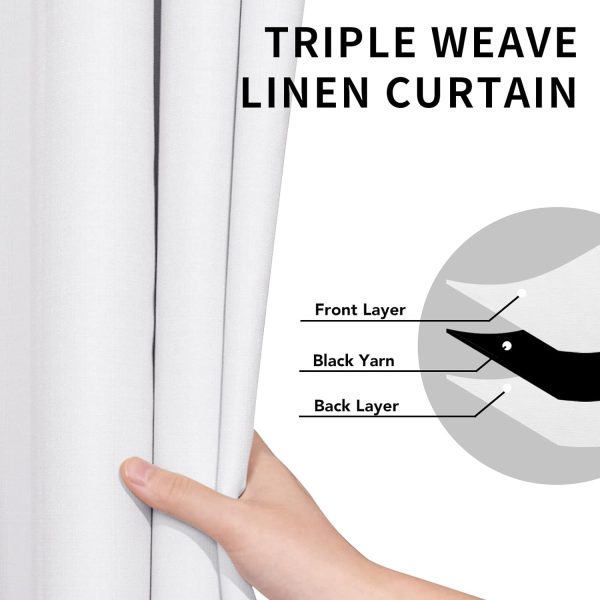 61dQ0HNhyZL._AC_SL1500 Linen Textured 100% Blackout Curtain 100x96 Inch Extra Wide Patio Sliding Door Curtain Solid Thermal Insulated Room Curtain for Bedroom, Living Room (1 Panel, White)