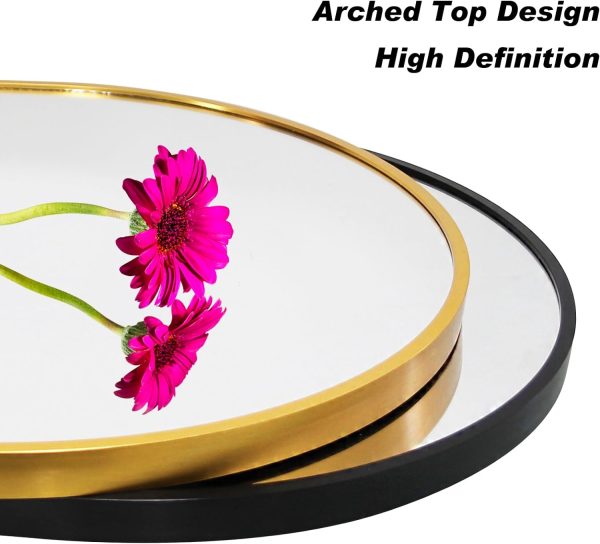 61dRI4Jz6WL._AC_SL1500 Arched Wall Mirror 20x30 Inch, Black Arch-top Bathroom Vanity Wall Mounted Mirror, Bedroom Modern Black Metal Framed Mirror