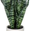 Fake Snake Plant 16" Faux Potted Plant Artificial Snake Plant with White Ceramic Pot Sansevieria Plant Perfect for House Modern Living Room Office Housewarming Gift Indoor Decor