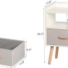 White Nightstand, Modern Bedside Tables with Fabric Drawer, Wooden End Table for Small Space, Narrow Side Table with Open Storage Shelf for Bedroom/Living Room/Dorm.