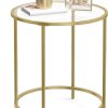61m0ujIvpGL._AC_SL1500 Round Side Table, Glass End Table with Metal Frame, Laurel Green Coffee Table with Modern Style, for Living Room, Balcony, Bedroom, Laurel Green