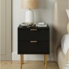 61mEmEDcaGL._AC_SL1500 Nightstand with Charging Station,Small Bedside Table with Gold Frame,White Night Stand,Bedside Furniture,Side Table with Drawer and Shelf for Bedroom,Living Room,Stripe