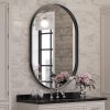 Black Oval Mirror for Bathroom Vanity 20x30 Inch, Matte Black Bathroom Mirrors for Wall Metal Frame, Wall Mounted Mirror for Bedroom Living Room Wall Decor Hang Vertical and Horizontal