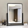 Vanity Mirror with Lights,16"×14" Makeup Mirror with Light Smart Touch Control Dimmable 3 Modes Lighted LED Mirror 360°Rotation Black