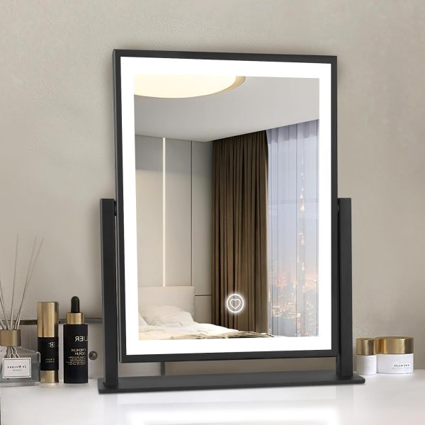 61pK9cj2SvL._AC_SL1500_b5a51b66-d11a-4d0a-a14c-27fe28838c90 Makeup Mirror with Lights, Fashion Lighted Vanity Mirror with Dimmable Light, Smart Control, Adjustable Warm White/Natural/Daylight, Birthday Wedding Gift, 360°Rotation (Black, 13inch)