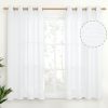 Natural Linen Curtains 63 Inch Length 2 Panels Bronze Grommet Linen Textured Short Window Drapes Light Filtering for Living Room Bedroom, 52 X 63 Inch