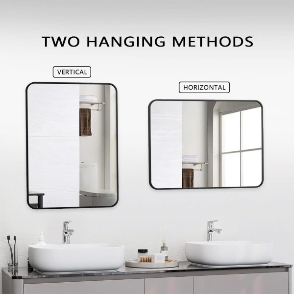 61tnoqwK3dL._AC_SL1500 Bathroom Wall Mirror -20x28 Vanity Mirrors Large Wall-Mounted Makeup Mirror Over Sink for Bedroom/Farmhouse/Entrance, Black Rectangle Framed Anti-Rust Shatterproof Mirrors