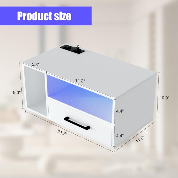 61xNHhUwgLL._AC_SL1500 Floating Nightstand with Charging Station and LED Lights, Floating Bedside Table with Drawers Wall Mounted Nightstands,for Bedroom Room, 21.3" x 11.8" x 10",White