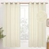 Natural Linen Curtains 63 Inch Length 2 Panels Bronze Grommet Linen Textured Short Window Drapes Light Filtering for Living Room Bedroom, 52 X 63 Inch
