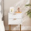 61y46RxlUIL._AC_SL1500 Nightstand with Charging Station,Small Bedside Table with Gold Frame,White Night Stand,Bedside Furniture,Side Table with Drawer and Shelf for Bedroom,Living Room,Stripe