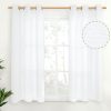 Natural Linen Curtains 63 Inch Length 2 Panels Bronze Grommet Linen Textured Short Window Drapes Light Filtering for Living Room Bedroom, 52 X 63 Inch