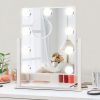 61zu_ZcG51L._AC_SL1500 Lighted Vanity Makeup Mirror with Lights Hollywood Cosmetic Mirror with 9 Dimmable LED Bulbs for Dressing Room Tabletop, 3 Color Lighting, Detachable 10X Magnification Mirror, White