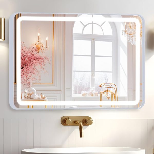 Hollywood Bathroom Mirror 12"*16", Framed Lighted Bathroom Vanity Mirror, Wall Mounted, Dimmable LED Mirror for Bathroom,Gold