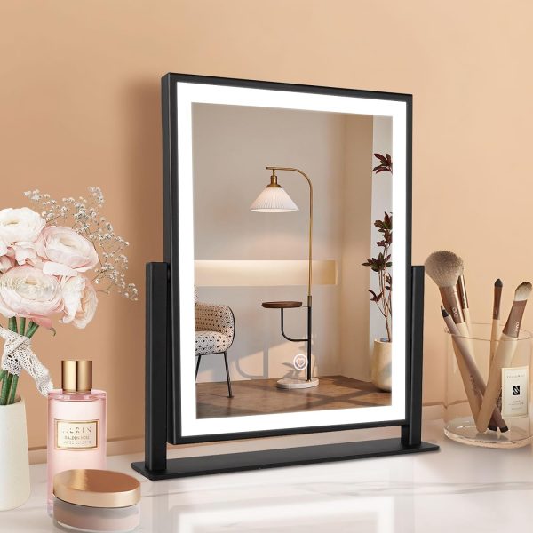 Classic Lighted Vanity Mirror 16in Makeup Mirror with Dimmable White Tabletop Mount Home Mirror with Dimmable LED Lights Thanksgiving Wedding Birthday Gift Touch Control, and 360 Rotation