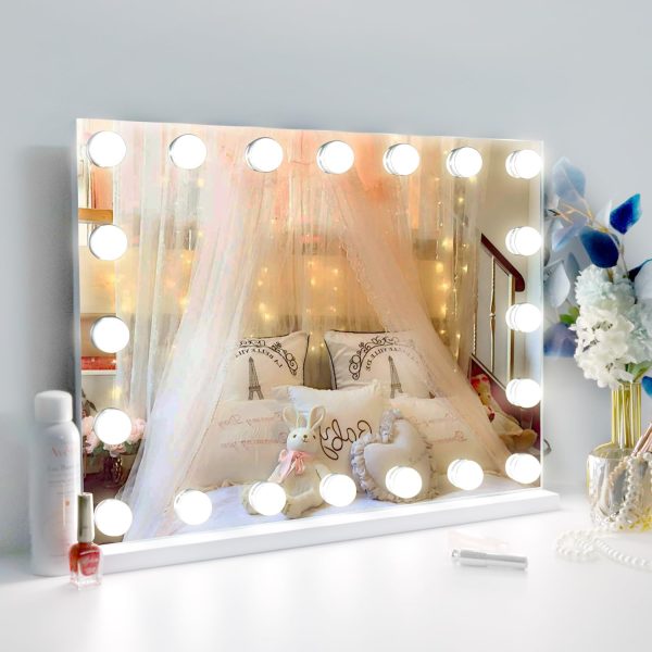 71-l_sTOLbL._AC_SL1500 Vanity Mirror Makeup Mirror with Lights,10X Lens,22.8"x 18.1" Hollywood Lighted Vanity Mirror with 15 Dimmable LED Bulbs,3 Color Modes,Touch Control for Bedroom,Tabletop or Wall-Mounted