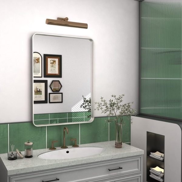 710AUchF_AL._AC_SL1500 20x30 Silver Bathroom Mirror, Silver Wall Mirror for Vanity, Brushed Metal Framed Rectangle Mirror, Anti-Rust, Brushed Nickel,Shatterproof, Round Corners(Horizontally/Vertically)