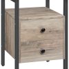 Nightstand, Bedside Table with 2 Drawers and Storage Shelves, Side End Table, Sofa Table for Living Room, Bedroom, Accent Furniture, Easy Assembly, Rustic Brown and Black BF43BZ01G2