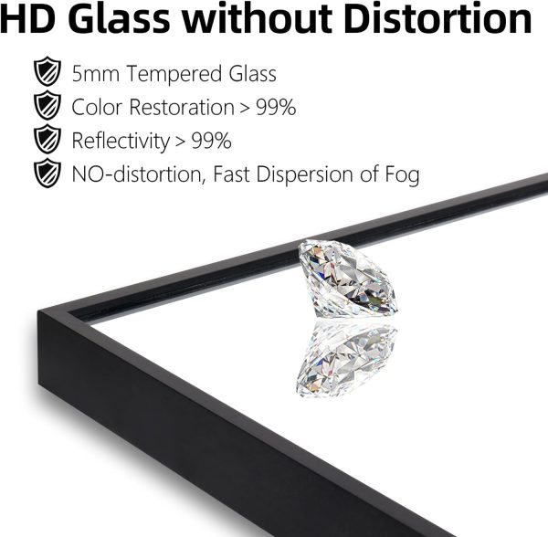 7116KNJ4oAL._AC_SL1500 Black Bathroom Vanity Mirror for Wall, 16X24 Inch Aluminum Framed Wall Mirror Rectangle, Modern Square Corner Bathroom Vanity Mirror for Bedroom, Living Room, Hangs Horizontally or Vertically