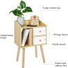 711ChcdnlOL._AC_SL1500 Small Nightstand, Bedside Table with 2 Drawers Mid Century Modern Nightstand Natural Wood End Table Side Table for Bedroom