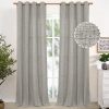 Natural Linen Curtains 63 Inch Length 2 Panels Bronze Grommet Linen Textured Short Window Drapes Light Filtering for Living Room Bedroom, 52 X 63 Inch
