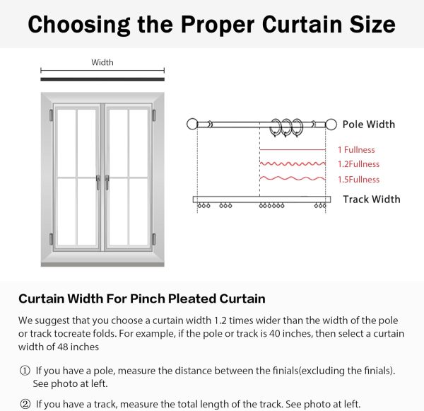 711raMeXh-L._AC_SL1500 Pure White Pinch Pleat Curtain 52" W x 63" L Solid Thermal Insulated 50% Blackout Patio Door Curtain Panel Drape for Traverse Rod and Track with Tieback, (One Panel)