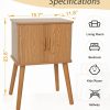 712YGn0EYwL._AC_SL1500 Mid Century Modern Nightstand, Bedside Table with Sliding Fluted Doors, End Tables Living Room with 2-Tier Storage Cabinet and Solid Wood Legs for Bedroom and Small Space, Brown
