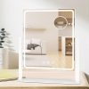Hollywood Vanity Mirror with Lights, Lighted Vanity Mirror with Detachable 10X Magnification Mirror, 3 Colors, 1200mAh Rechargeable Standing Makeup Mirror with Lights White