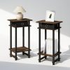 3-Tier Open Storage Nightstand, 1-Pack, Plastic Poles, Sonoma Oak/White