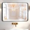 Hollywood Bathroom Mirror 12"*16", Framed Lighted Bathroom Vanity Mirror, Wall Mounted, Dimmable LED Mirror for Bathroom,Gold