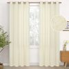 Natural Linen Curtains 63 Inch Length 2 Panels Bronze Grommet Linen Textured Short Window Drapes Light Filtering for Living Room Bedroom, 52 X 63 Inch